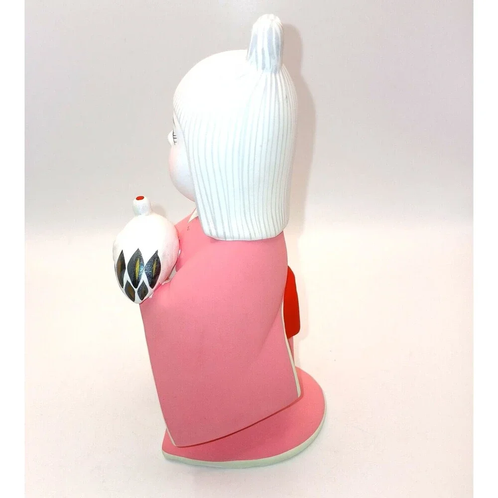Hakata Doll Japanese Figurine Geisha Girl with Crying Bird Cherry Blossoms 7 in